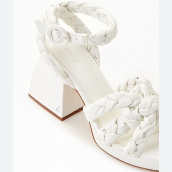 Sam Edelman Circus NY Mable White Braided Block Heel Sandals Size 8 - Picture 1 of 8